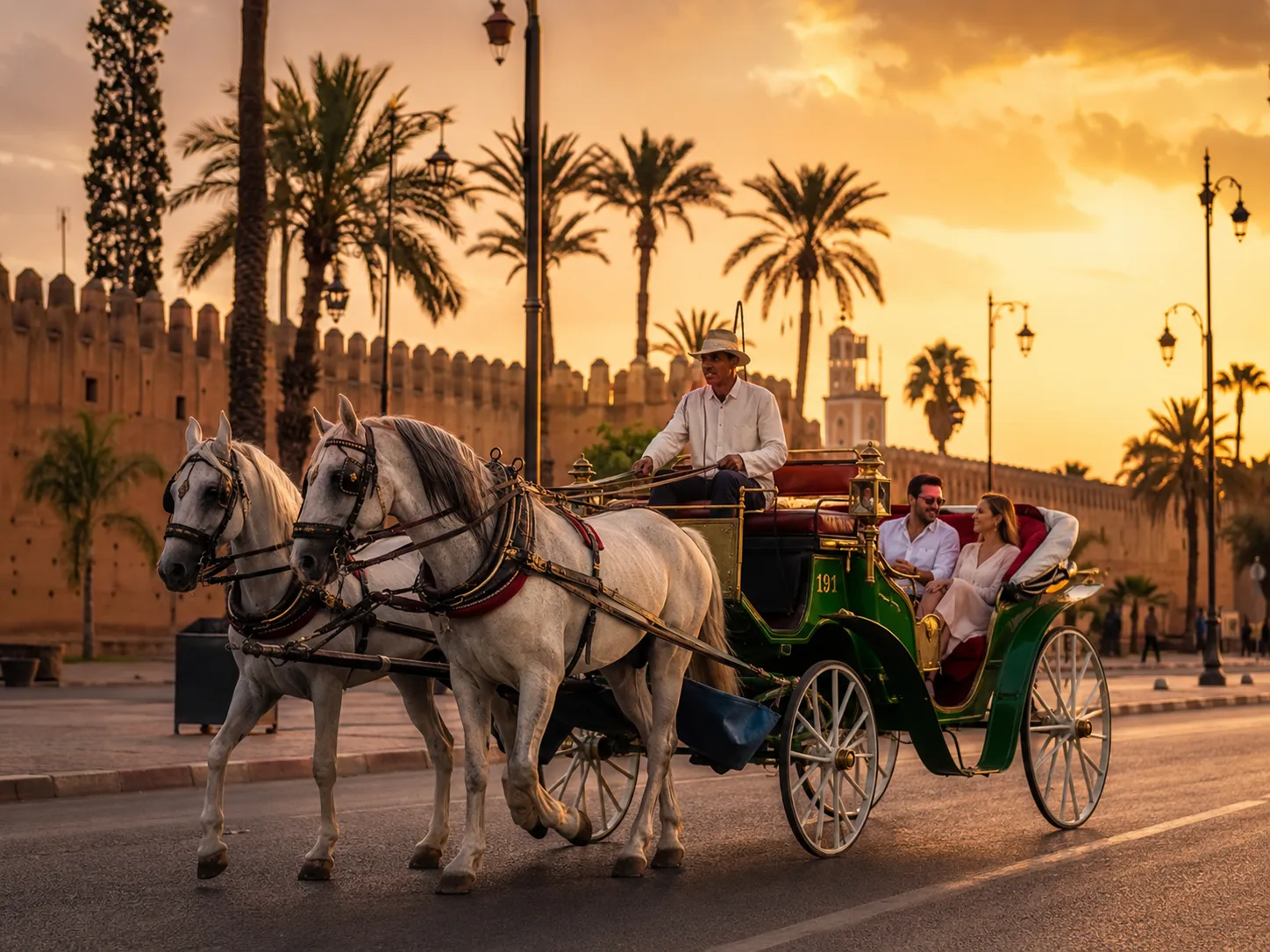 Balade en calèche au coucher du soleil — Riad Zenaya & Spa à Marrakech