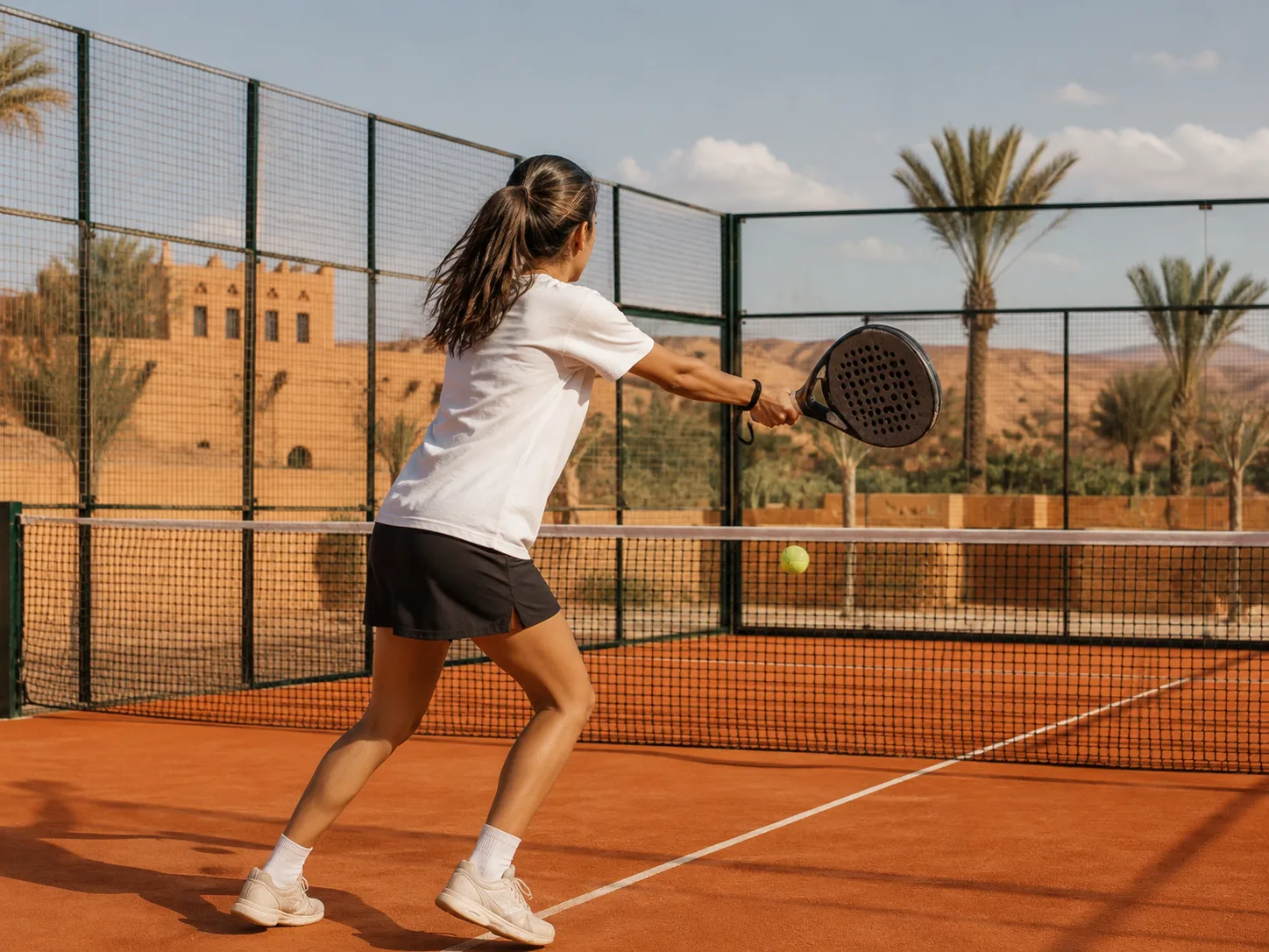 Padel entre amis sur un court de Marrakech — Riad Zenaya