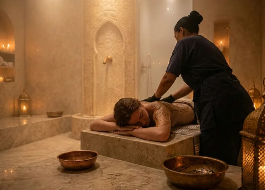 Rituel de gommage au savon noir dans le hammam — Riad Zenaya