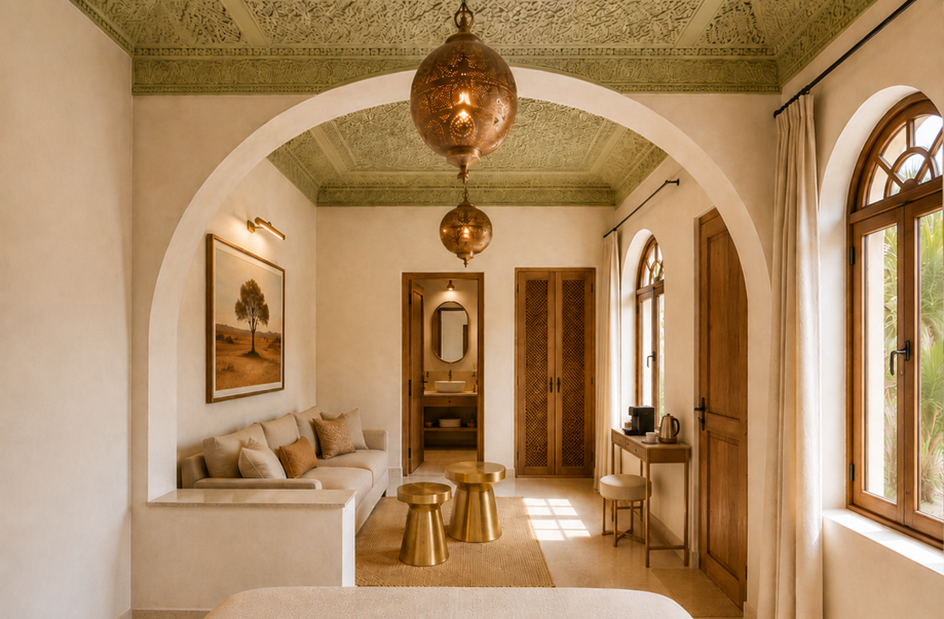 Suite Argania — salon aux teintes d'argan