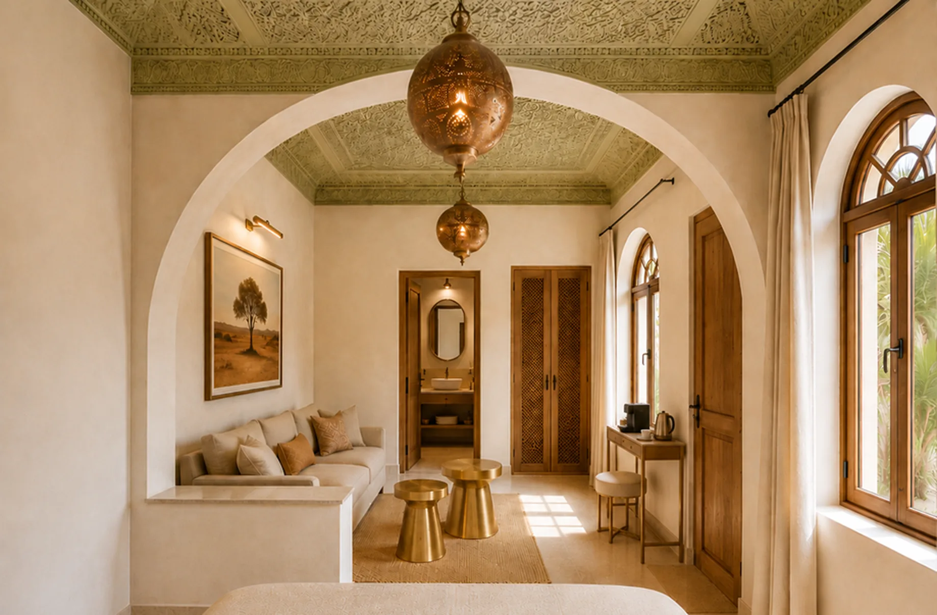 Suite Argania — salon aux teintes d'argan