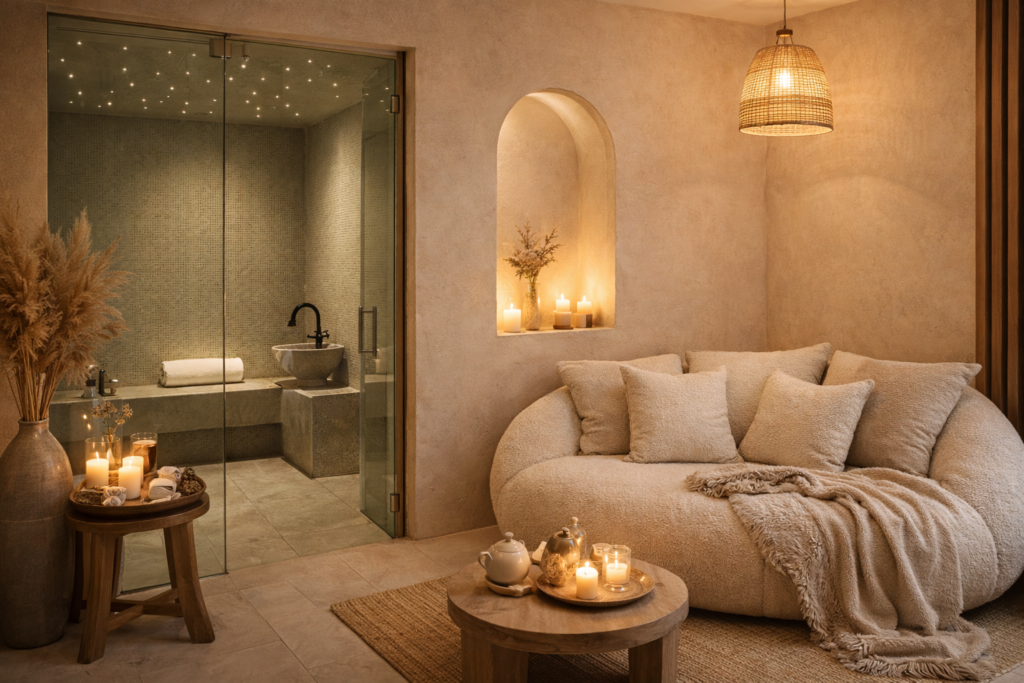 Spa avec hammam et salle de repos du Raid Zenaya & Spa à Marrakech